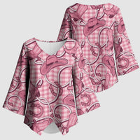 Pink Hawaii Palaka Cowboy Kimono Sleeve Blouse Hawaiian Paniolo Festival Spirit LT19 - Polynesian Pride