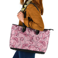 Pink Hawaii Palaka Cowboy Leather Tote Bag Hawaiian Paniolo Festival Spirit LT19 Pink - Polynesian Pride