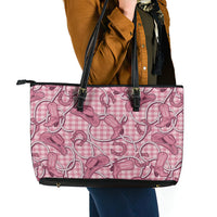 Pink Hawaii Palaka Cowboy Leather Tote Bag Hawaiian Paniolo Festival Spirit LT19 - Polynesian Pride