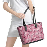 Pink Hawaii Palaka Cowboy Leather Tote Bag Hawaiian Paniolo Festival Spirit LT19 - Polynesian Pride