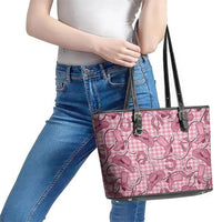 Pink Hawaii Palaka Cowboy Leather Tote Bag Hawaiian Paniolo Festival Spirit LT19 - Polynesian Pride