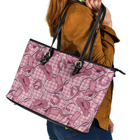 Pink Hawaii Palaka Cowboy Leather Tote Bag Hawaiian Paniolo Festival Spirit LT19 - Polynesian Pride
