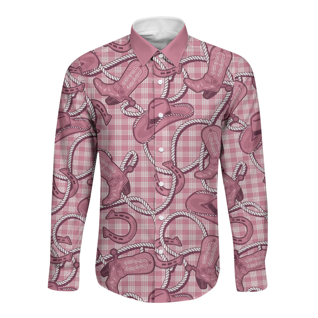 Pink Hawaii Palaka Cowboy Long Sleeve Button Shirt Hawaiian Paniolo Festival Spirit