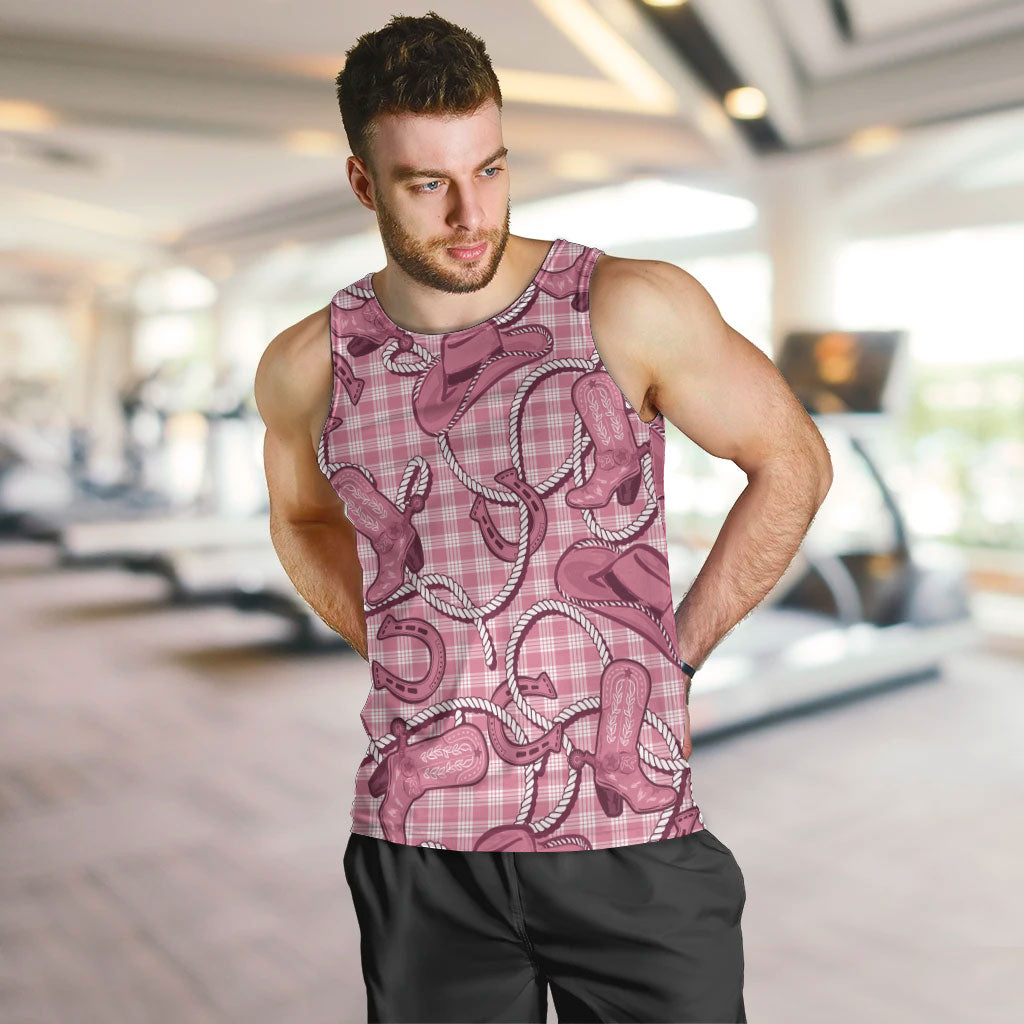 Pink Hawaii Palaka Cowboy Men Tank Top Hawaiian Paniolo Festival Spirit LT19 Pink - Polynesian Pride