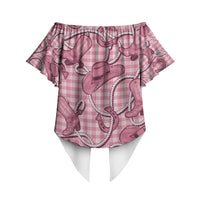 Pink Hawaii Palaka Cowboy Off Shoulder Wrap Waist Top Hawaiian Paniolo Festival Spirit LT19 - Polynesian Pride