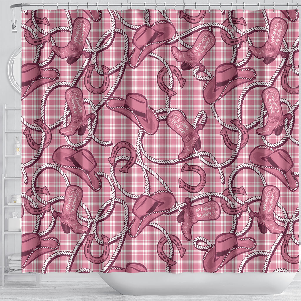 Pink Hawaii Palaka Cowboy Shower Curtain Hawaiian Paniolo Festival Spirit LT19 - Polynesian Pride