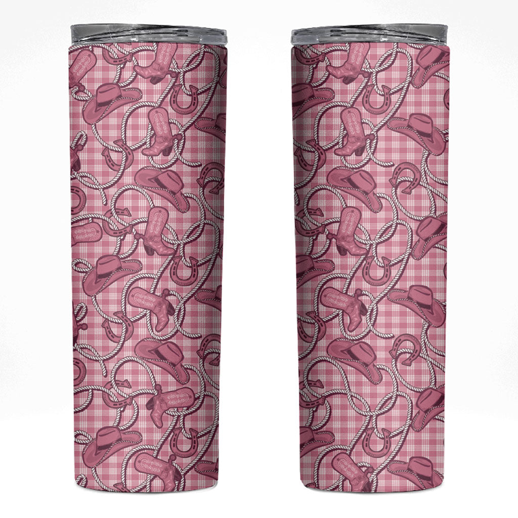 Pink Hawaii Palaka Cowboy Skinny Tumbler Hawaiian Paniolo Festival Spirit