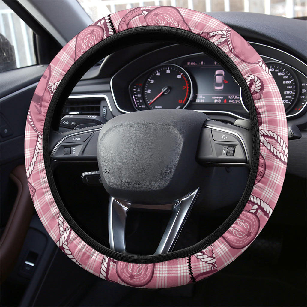 Pink Hawaii Palaka Cowboy Steering Wheel Cover Hawaiian Paniolo Festival Spirit LT19 - Polynesian Pride