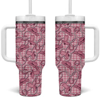 Pink Hawaii Palaka Cowboy Tumbler With Handle Hawaiian Paniolo Festival Spirit LT19 One Size: 40 oz Pink - Polynesian Pride
