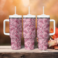 Pink Hawaii Palaka Cowboy Tumbler With Handle Hawaiian Paniolo Festival Spirit LT19 - Polynesian Pride