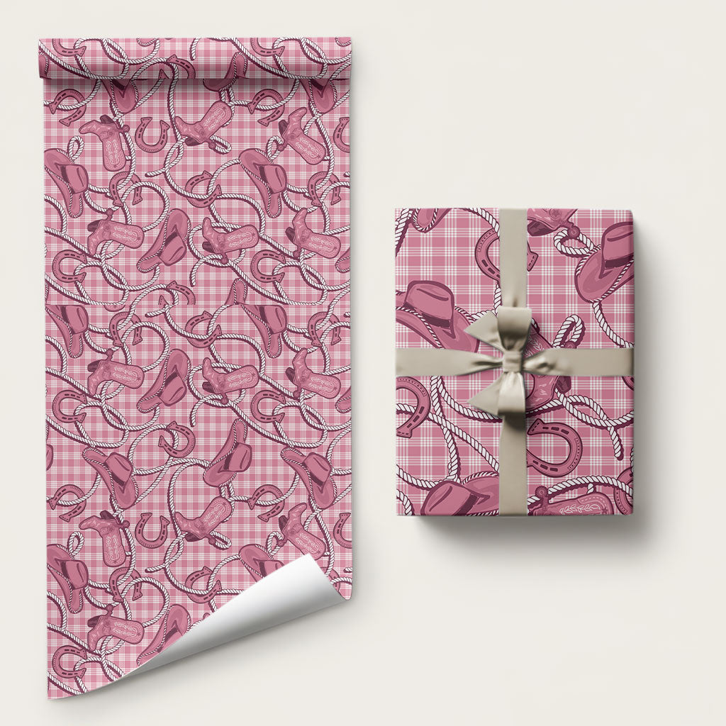 Pink Hawaii Palaka Cowboy Wrapping Paper Hawaiian Paniolo Festival Spirit