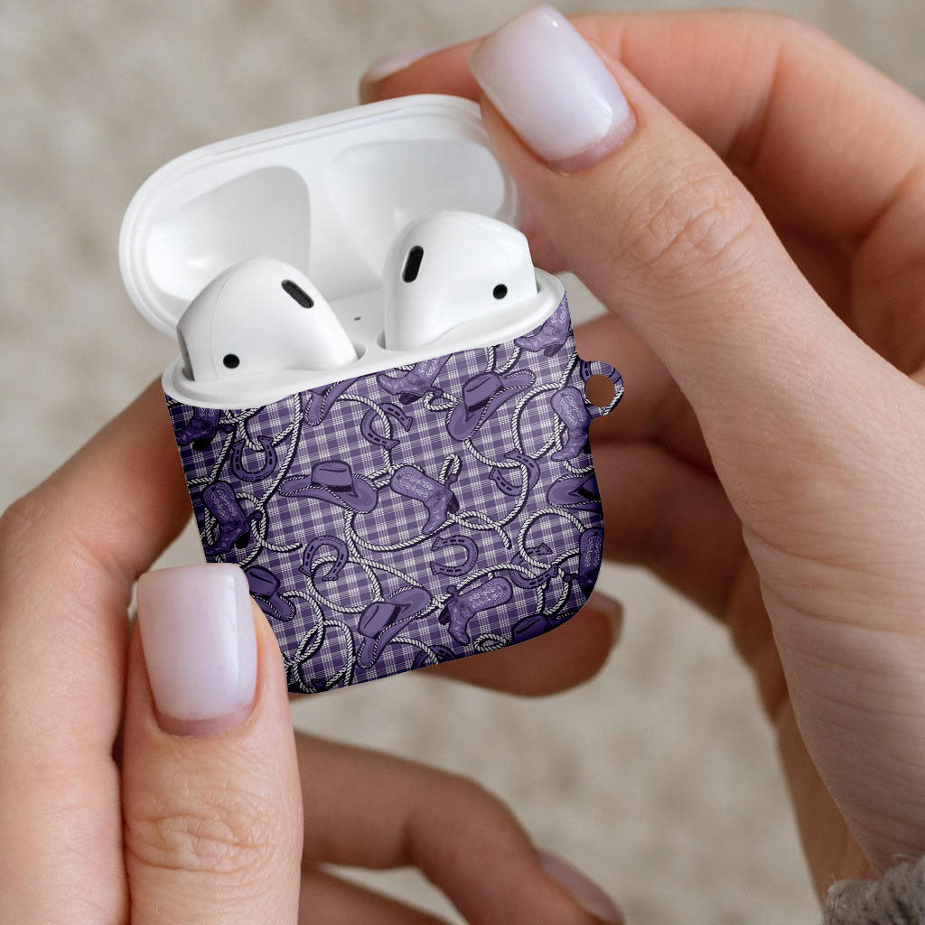 Purple Hawaii Palaka Cowboy AirPods Case Hawaiian Paniolo Festival Spirit LT19 - Polynesian Pride