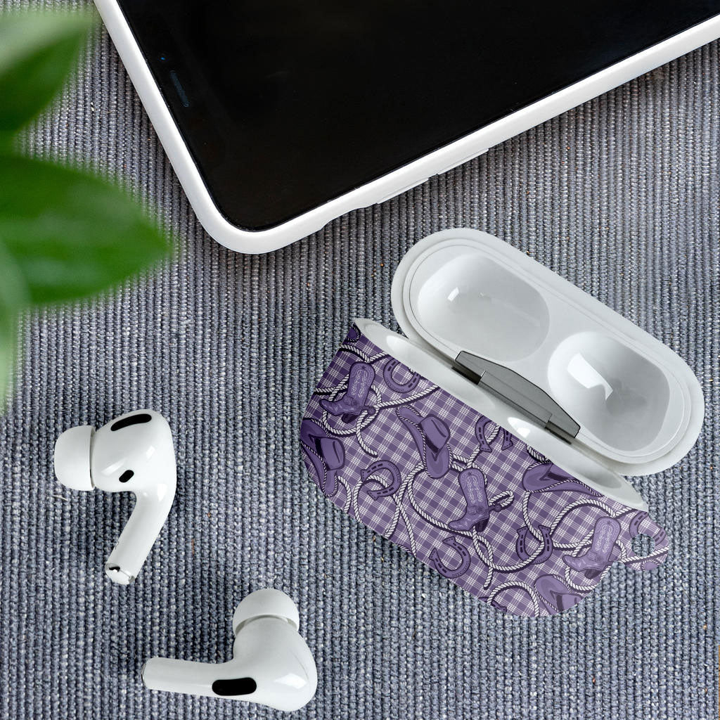 Purple Hawaii Palaka Cowboy AirPods Case Hawaiian Paniolo Festival Spirit LT19 - Polynesian Pride