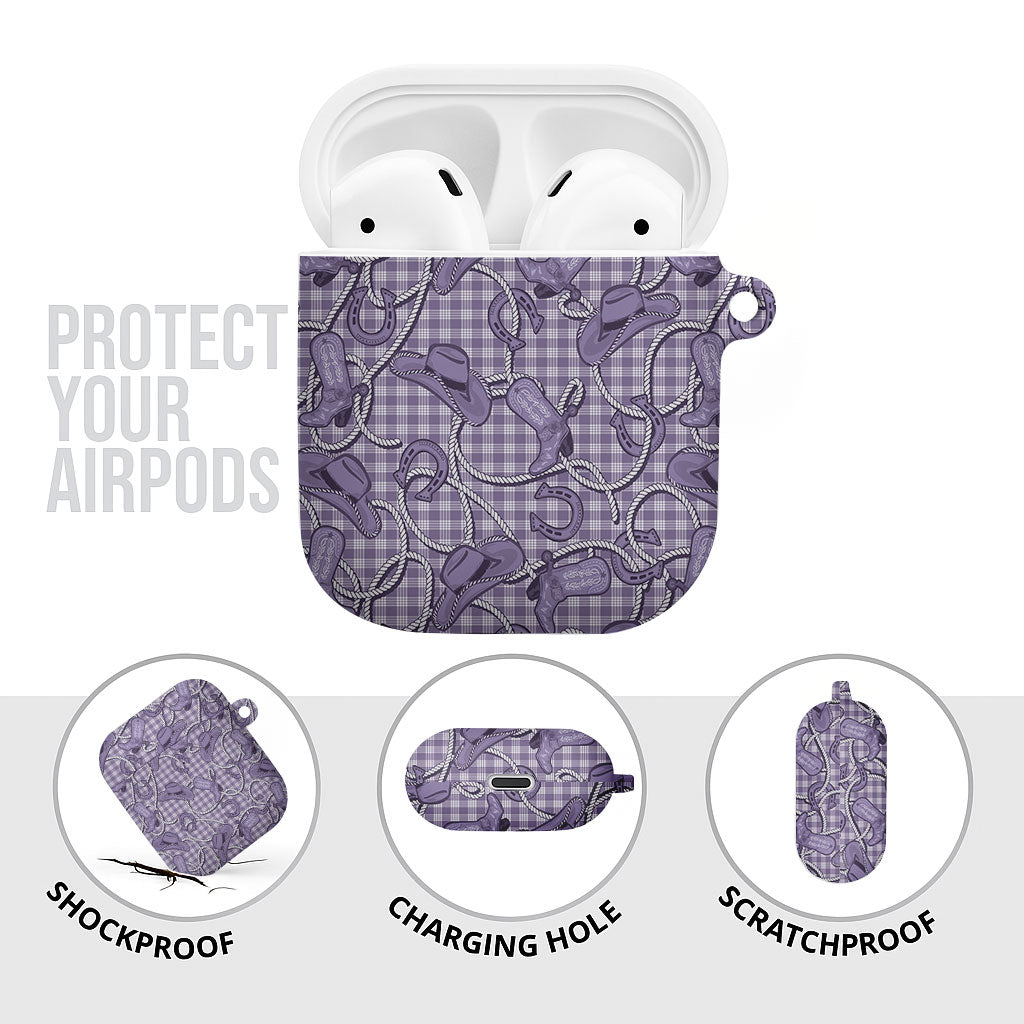 Purple Hawaii Palaka Cowboy AirPods Case Hawaiian Paniolo Festival Spirit LT19 - Polynesian Pride