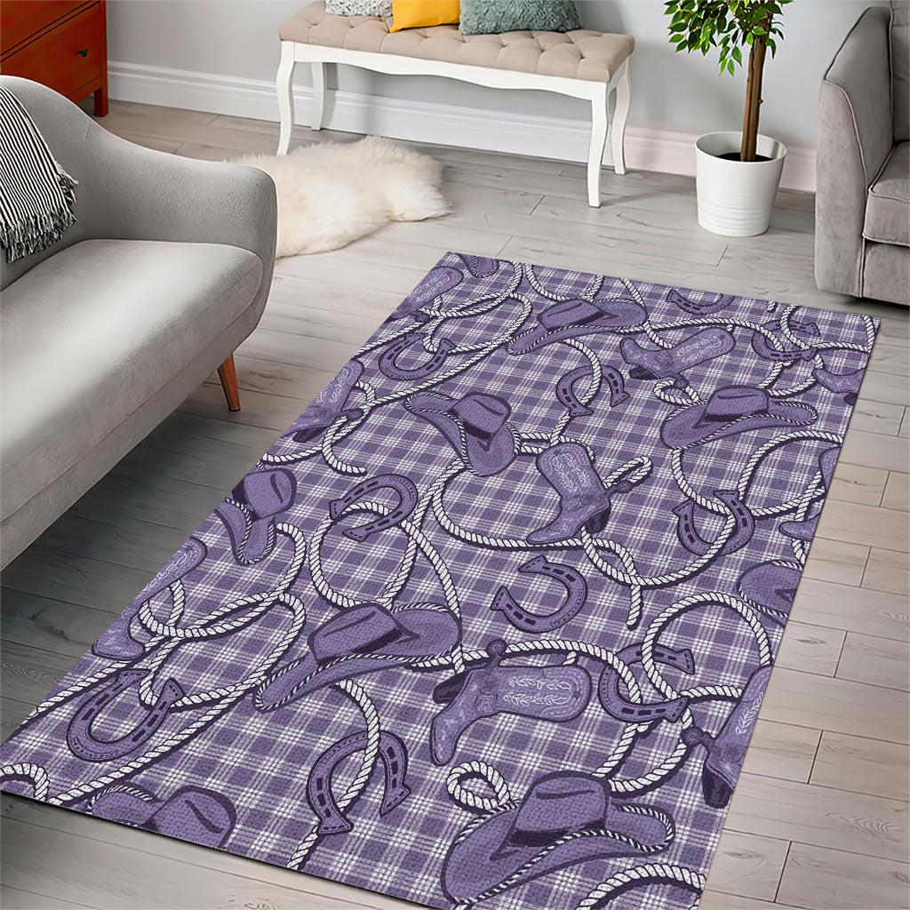 Purple Hawaii Palaka Cowboy Area Rug Hawaiian Paniolo Festival Spirit LT19 - Polynesian Pride