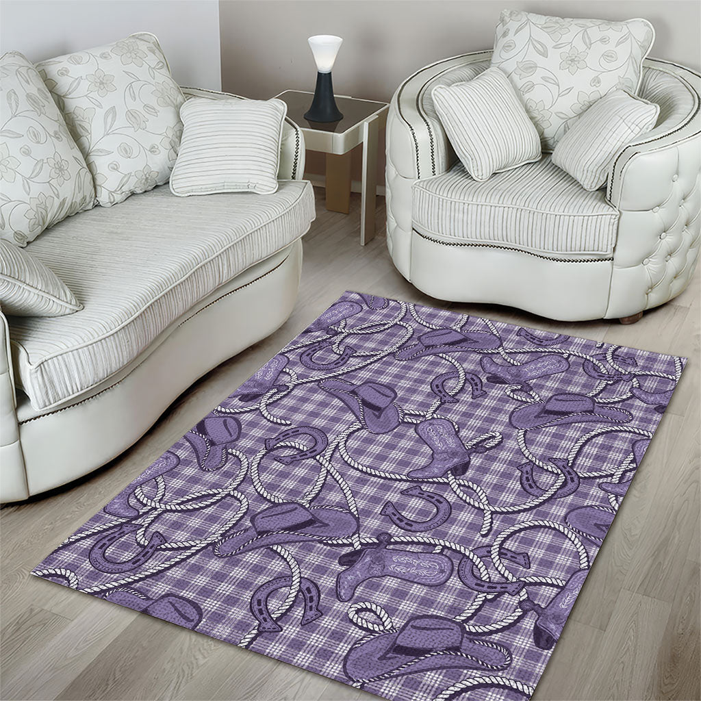 Purple Hawaii Palaka Cowboy Area Rug Hawaiian Paniolo Festival Spirit LT19 - Polynesian Pride
