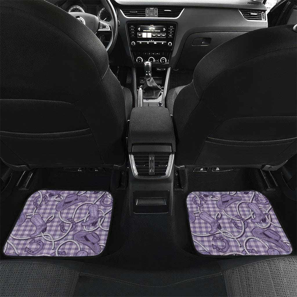 Purple Hawaii Palaka Cowboy Car Mats Hawaiian Paniolo Festival Spirit LT19 Set 2pcs - Back Purple - Polynesian Pride