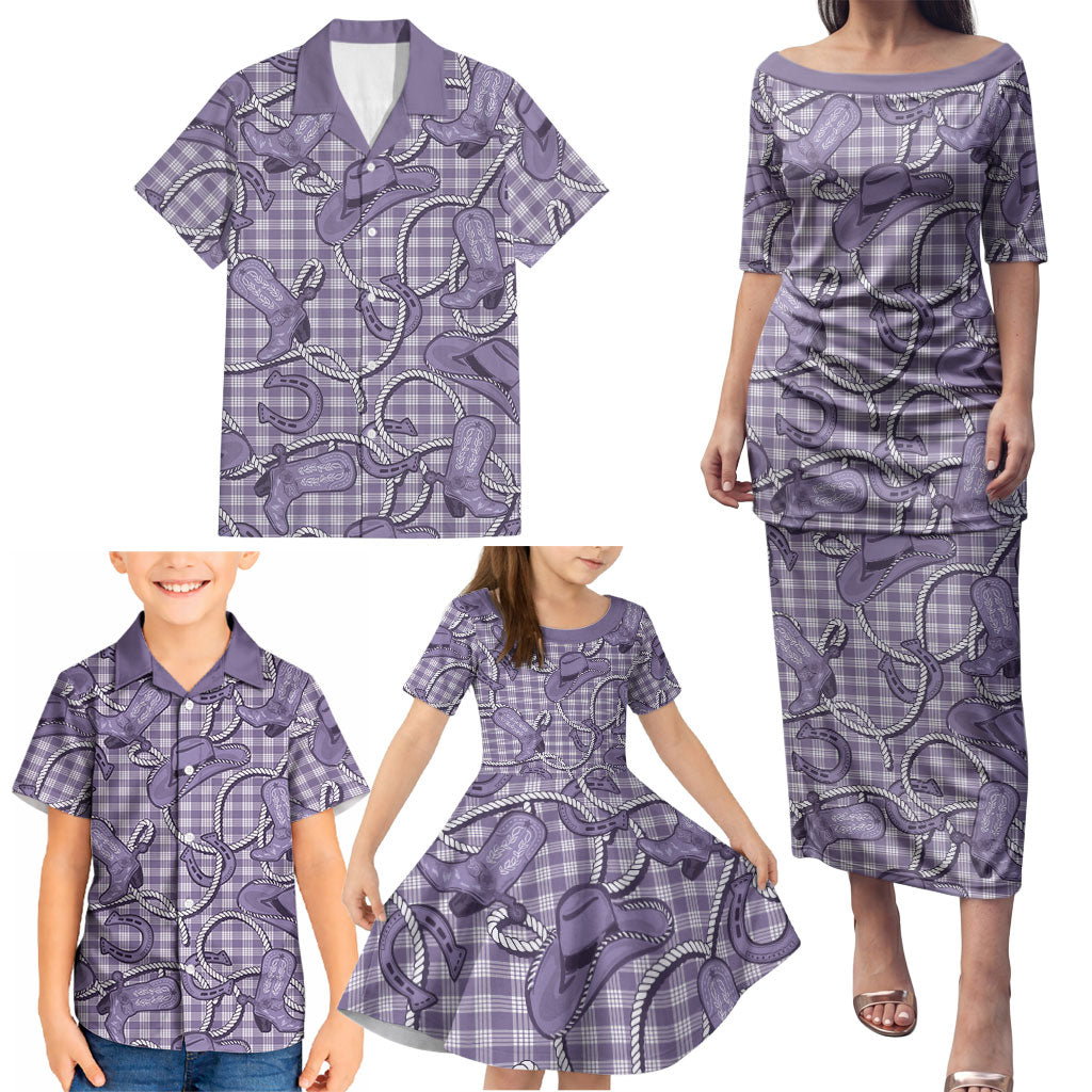 Purple Hawaii Palaka Cowboy Family Matching Puletasi and Hawaiian Shirt Hawaiian Paniolo Festival Spirit LT19 - Polynesian Pride