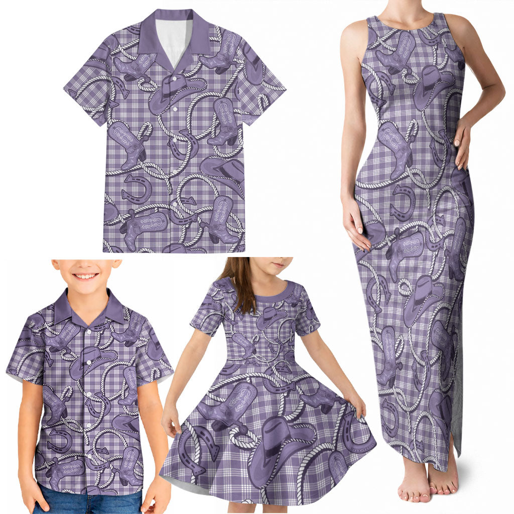 Purple Hawaii Palaka Cowboy Family Matching Tank Maxi Dress and Hawaiian Shirt Hawaiian Paniolo Festival Spirit LT19 - Polynesian Pride