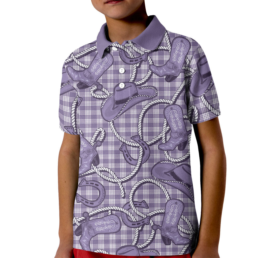 Purple Hawaii Palaka Cowboy Kid Polo Shirt Hawaiian Paniolo Festival Spirit LT19 Kid Purple - Polynesian Pride