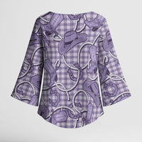 Purple Hawaii Palaka Cowboy Kimono Sleeve Blouse Hawaiian Paniolo Festival Spirit LT19 - Polynesian Pride