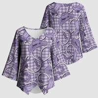 Purple Hawaii Palaka Cowboy Kimono Sleeve Blouse Hawaiian Paniolo Festival Spirit LT19 - Polynesian Pride