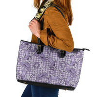 Purple Hawaii Palaka Cowboy Leather Tote Bag Hawaiian Paniolo Festival Spirit LT19 Purple - Polynesian Pride
