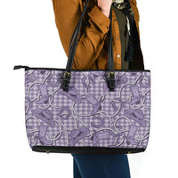 Purple Hawaii Palaka Cowboy Leather Tote Bag Hawaiian Paniolo Festival Spirit LT19 - Polynesian Pride