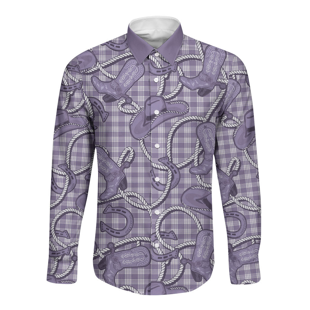 Purple Hawaii Palaka Cowboy Long Sleeve Button Shirt Hawaiian Paniolo Festival Spirit