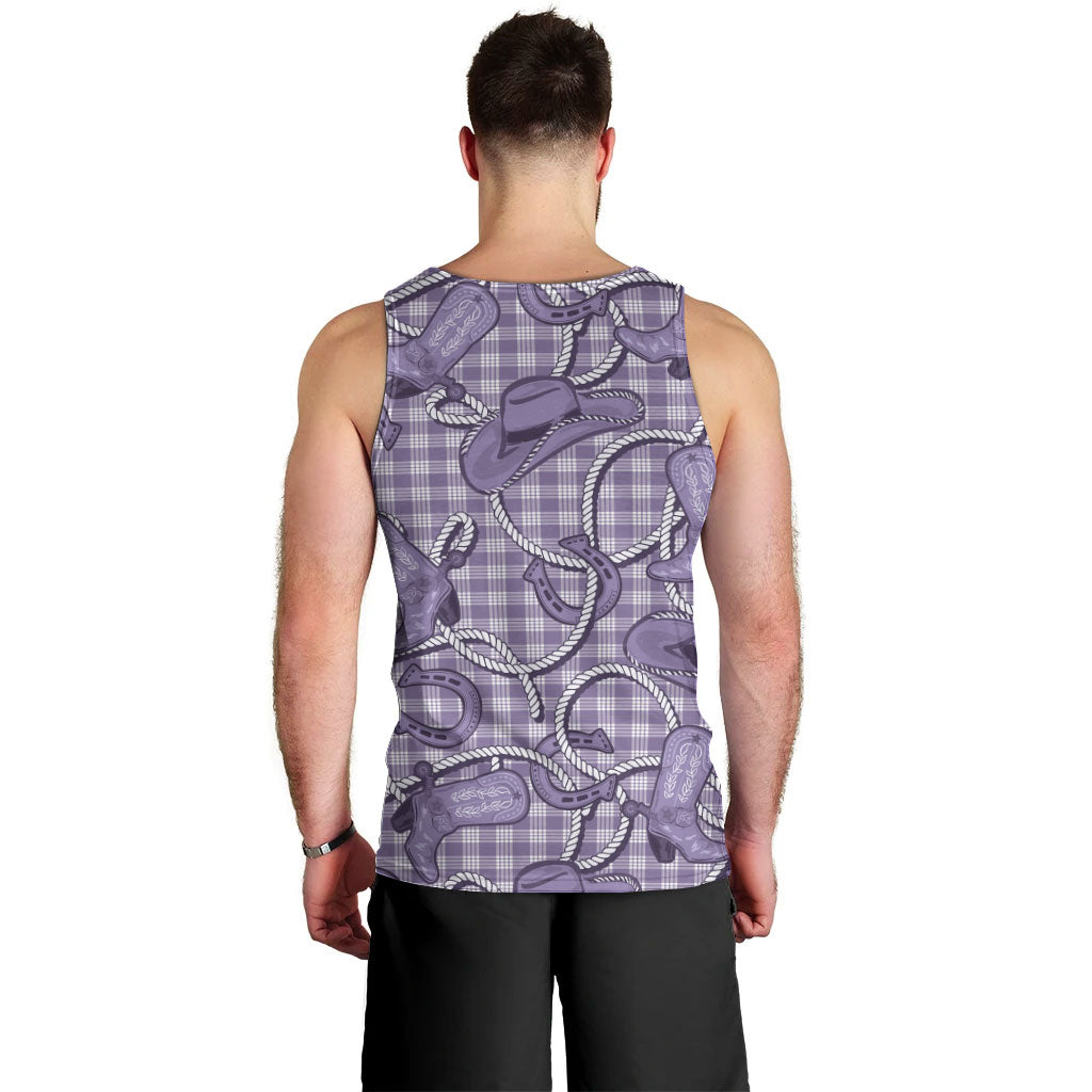 Purple Hawaii Palaka Cowboy Men Tank Top Hawaiian Paniolo Festival Spirit LT19 - Polynesian Pride