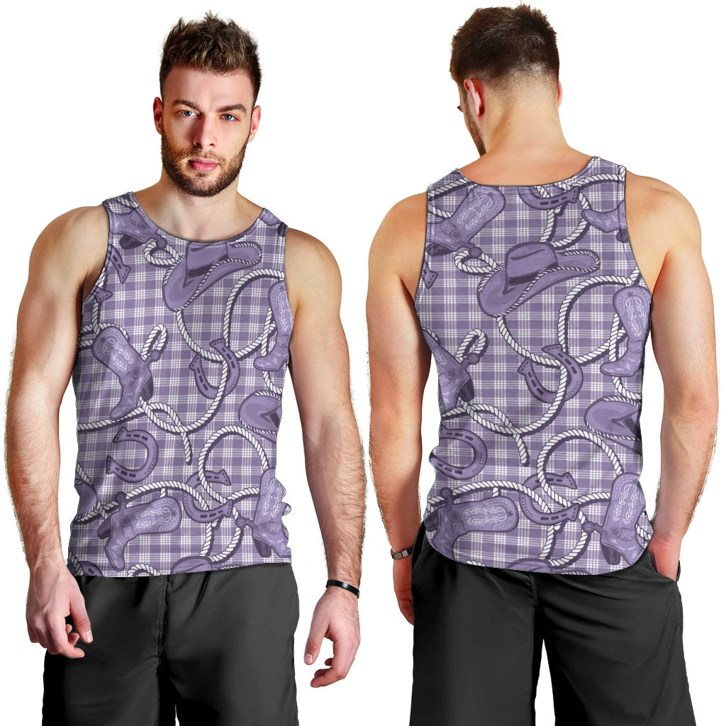 Purple Hawaii Palaka Cowboy Men Tank Top Hawaiian Paniolo Festival Spirit LT19 - Polynesian Pride
