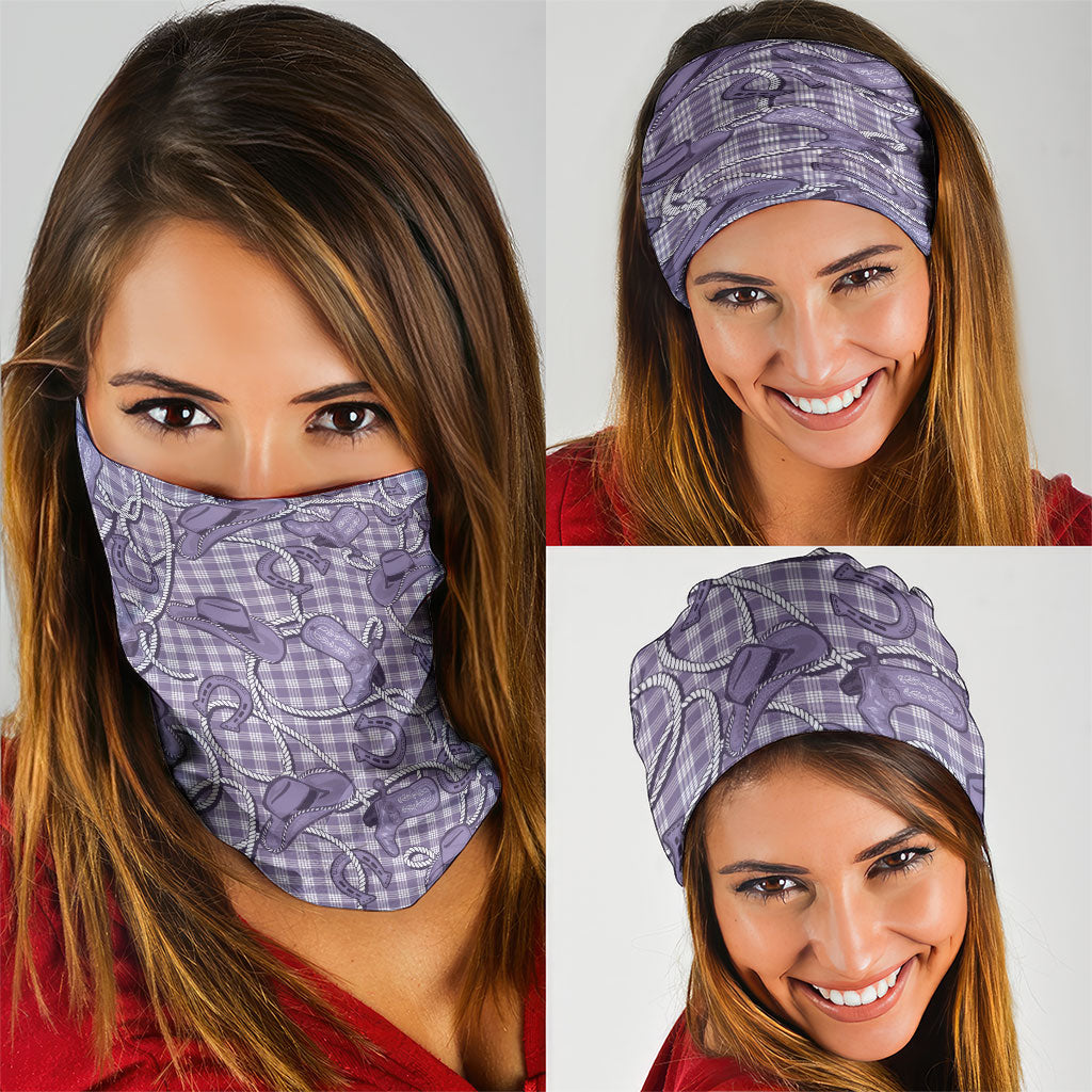 Purple Hawaii Palaka Cowboy Neck Gaiter Hawaiian Paniolo Festival Spirit LT19 - Polynesian Pride