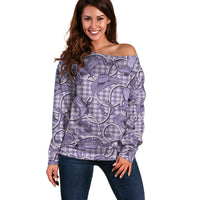 Purple Hawaii Palaka Cowboy Off Shoulder Sweater Hawaiian Paniolo Festival Spirit LT19 Women Purple - Polynesian Pride