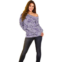 Purple Hawaii Palaka Cowboy Off Shoulder Sweater Hawaiian Paniolo Festival Spirit LT19 - Polynesian Pride