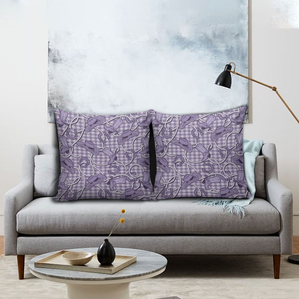 Purple Hawaii Palaka Cowboy Pillow Cover Hawaiian Paniolo Festival Spirit LT19 - Polynesian Pride