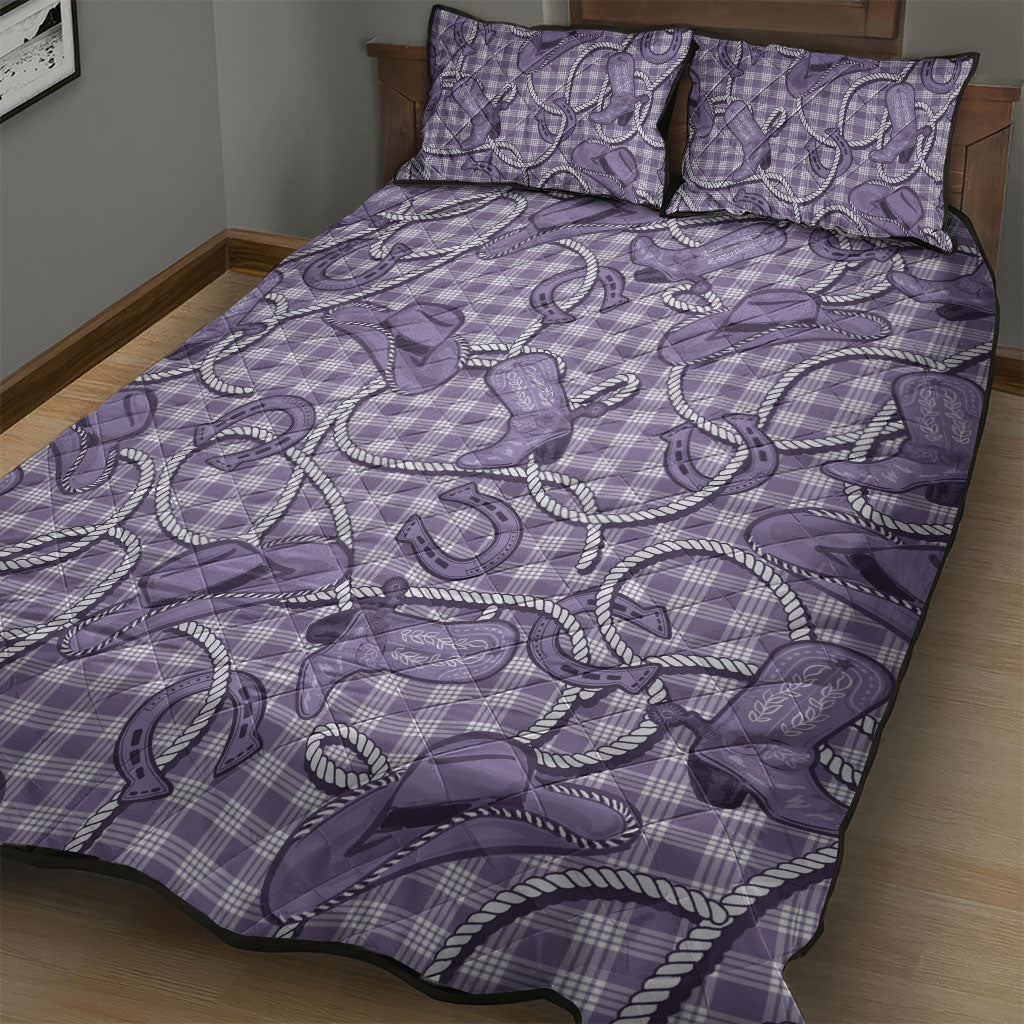 Purple Hawaii Palaka Cowboy Quilt Bed Set Hawaiian Paniolo Festival Spirit LT19 - Polynesian Pride