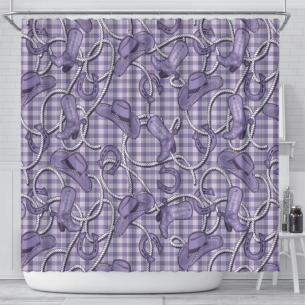 Purple Hawaii Palaka Cowboy Shower Curtain Hawaiian Paniolo Festival Spirit LT19 - Polynesian Pride