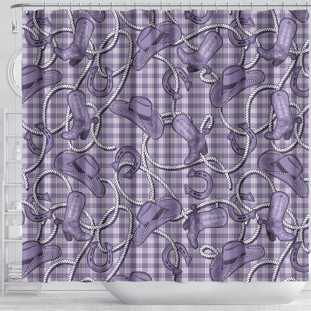Purple Hawaii Palaka Cowboy Shower Curtain Hawaiian Paniolo Festival Spirit LT19 - Polynesian Pride