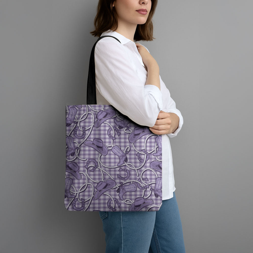 Purple Hawaii Palaka Cowboy Tote Bag Hawaiian Paniolo Festival Spirit LT19 - Polynesian Pride