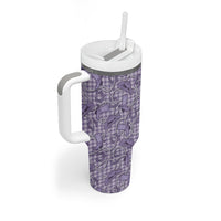 Purple Hawaii Palaka Cowboy Tumbler With Handle Hawaiian Paniolo Festival Spirit LT19 - Polynesian Pride