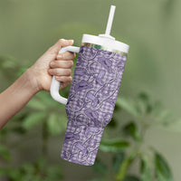 Purple Hawaii Palaka Cowboy Tumbler With Handle Hawaiian Paniolo Festival Spirit LT19 - Polynesian Pride