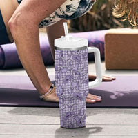 Purple Hawaii Palaka Cowboy Tumbler With Handle Hawaiian Paniolo Festival Spirit LT19 - Polynesian Pride