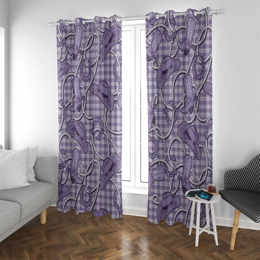 Purple Hawaii Palaka Cowboy Window Curtain Hawaiian Paniolo Festival Spirit LT19 With Grommets Purple - Polynesian Pride