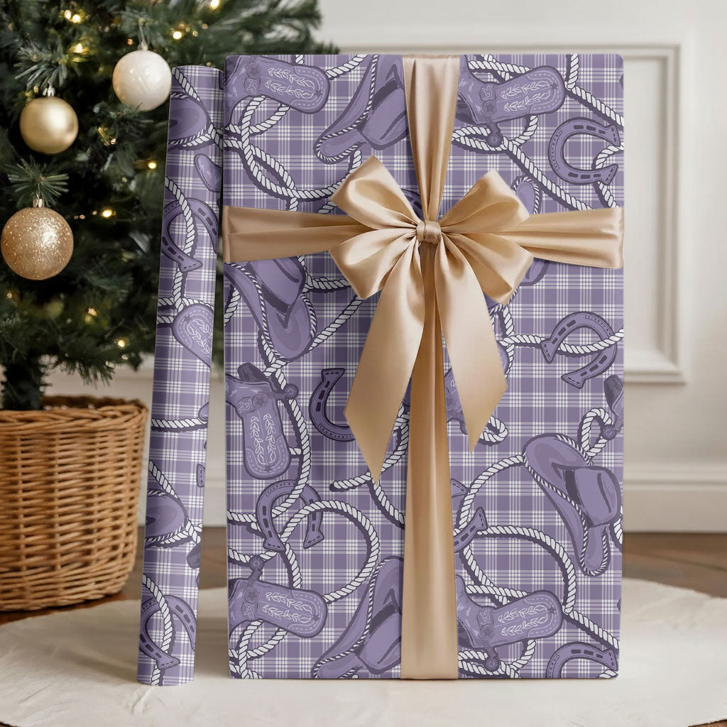 Purple Hawaii Palaka Cowboy Wrapping Paper Hawaiian Paniolo Festival Spirit LT19 - Polynesian Pride