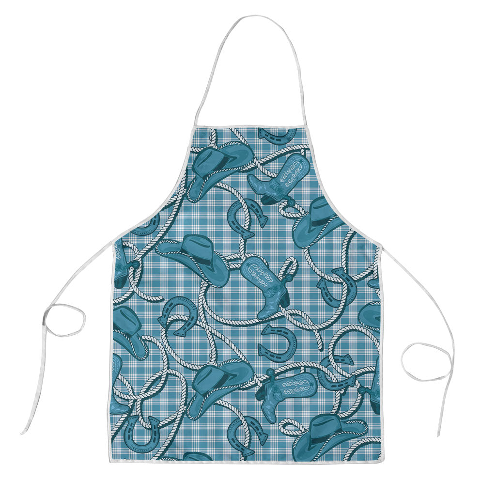 Blue Hawaii Palaka Cowboy Apron Hawaiian Paniolo Festival Spirit LT19 Blue - Polynesian Pride