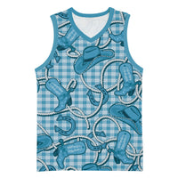 Blue Hawaii Palaka Cowboy Basketball Jersey Hawaiian Paniolo Festival Spirit LT19 Unisex Blue - Polynesian Pride