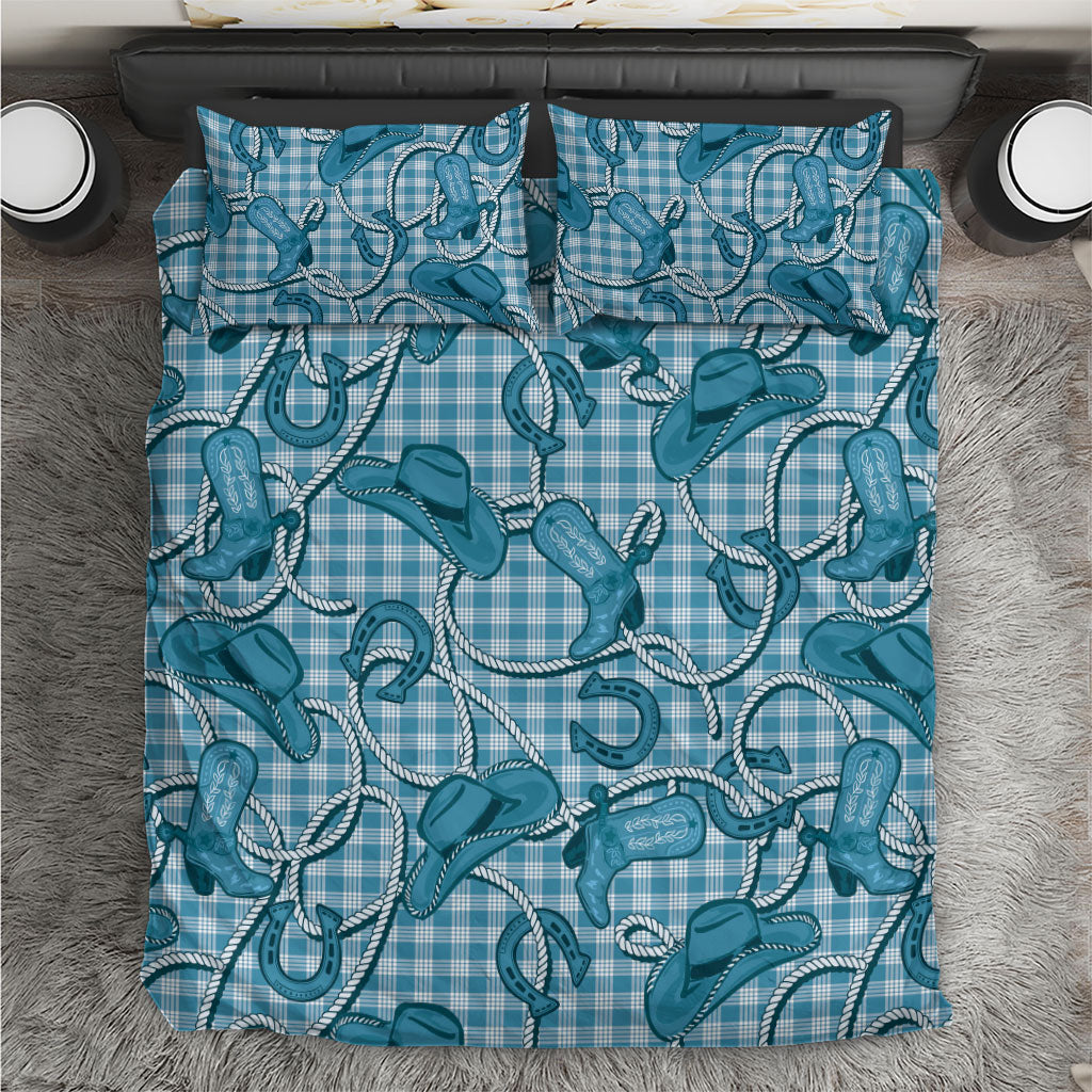 Blue Hawaii Palaka Cowboy Bedding Set Hawaiian Paniolo Festival Spirit LT19 Blue - Polynesian Pride
