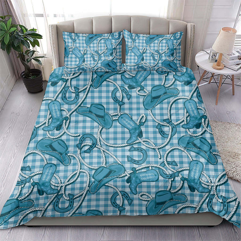 Blue Hawaii Palaka Cowboy Bedding Set Hawaiian Paniolo Festival Spirit LT19 - Polynesian Pride