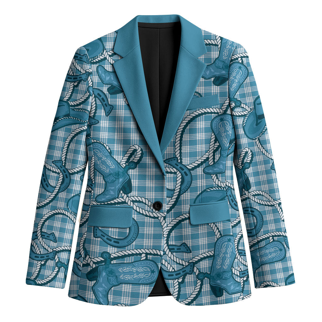 Blue Hawaii Palaka Cowboy Blazer Hawaiian Paniolo Festival Spirit LT19 Unisex Blue - Polynesian Pride