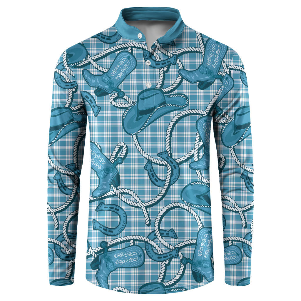 Blue Hawaii Palaka Cowboy Button Sweatshirt Hawaiian Paniolo Festival Spirit